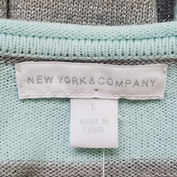 New York & Company Preppy Striped V-Neck Knit Sweater NEW NWT Size L - Picture 9 of 13